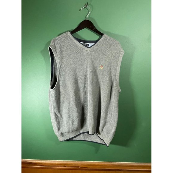 Tommy Hilfiger - Men's Grey Knit V-Neck Sweater Vest - Size XL - Picture 1 of 4